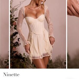 Oh Polly Ninette Cream Lace Mini Dress